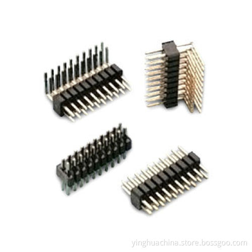 Pin header, 1.27mm straight, right angle, SMT dual rows/insulators, 2.0mm height
